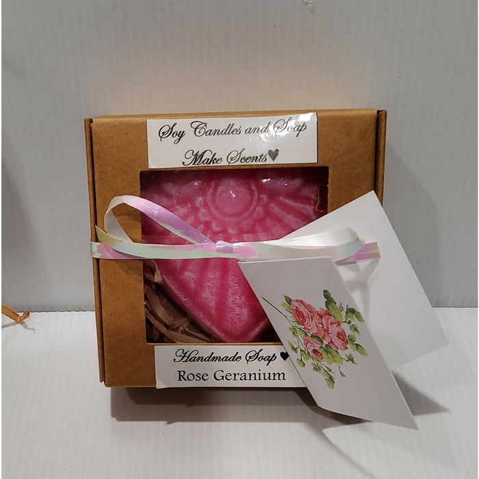 Handmade Soap - Heart Shaped - Pink - Rose Geranium Fragrance - Gift Box - No Palm Oil - Vegan Friendly - AMD Touring