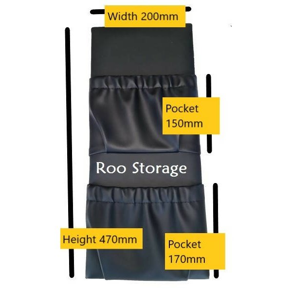 Synthetic Leather, Mini Double 200mm (w) x 470mm (h) - Caravan storage pocket